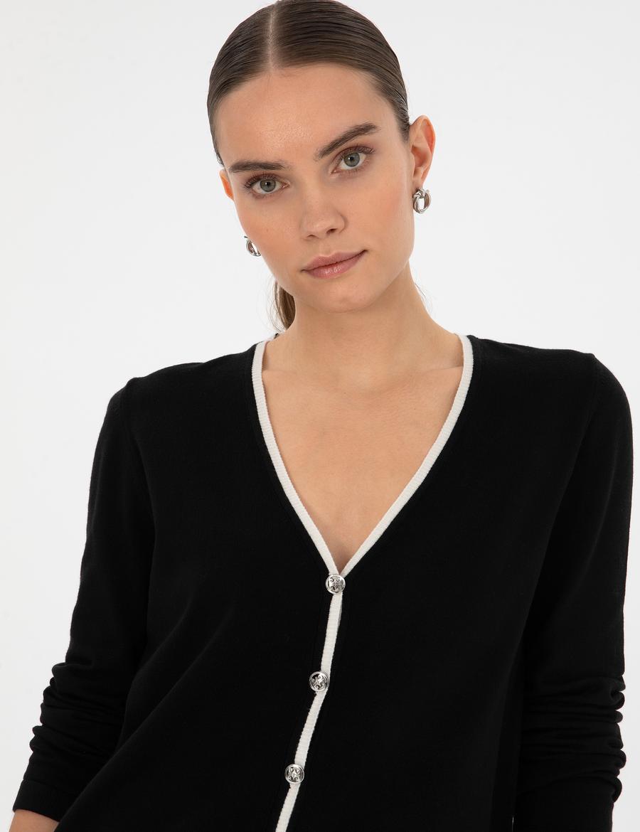 Siyah Slim Fit Triko Hırka