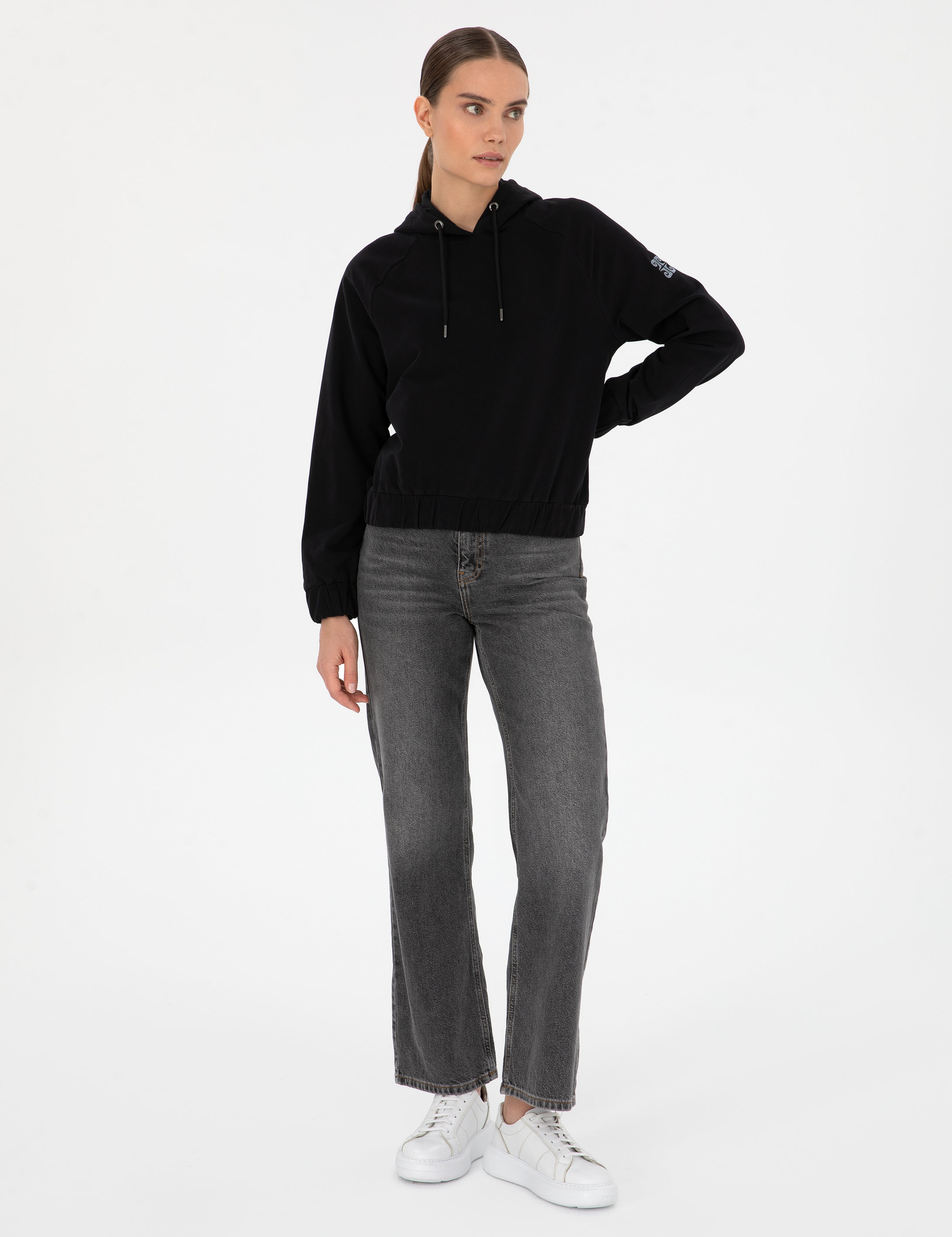 Siyah Comfort Fit Sweatshirt - Image 4