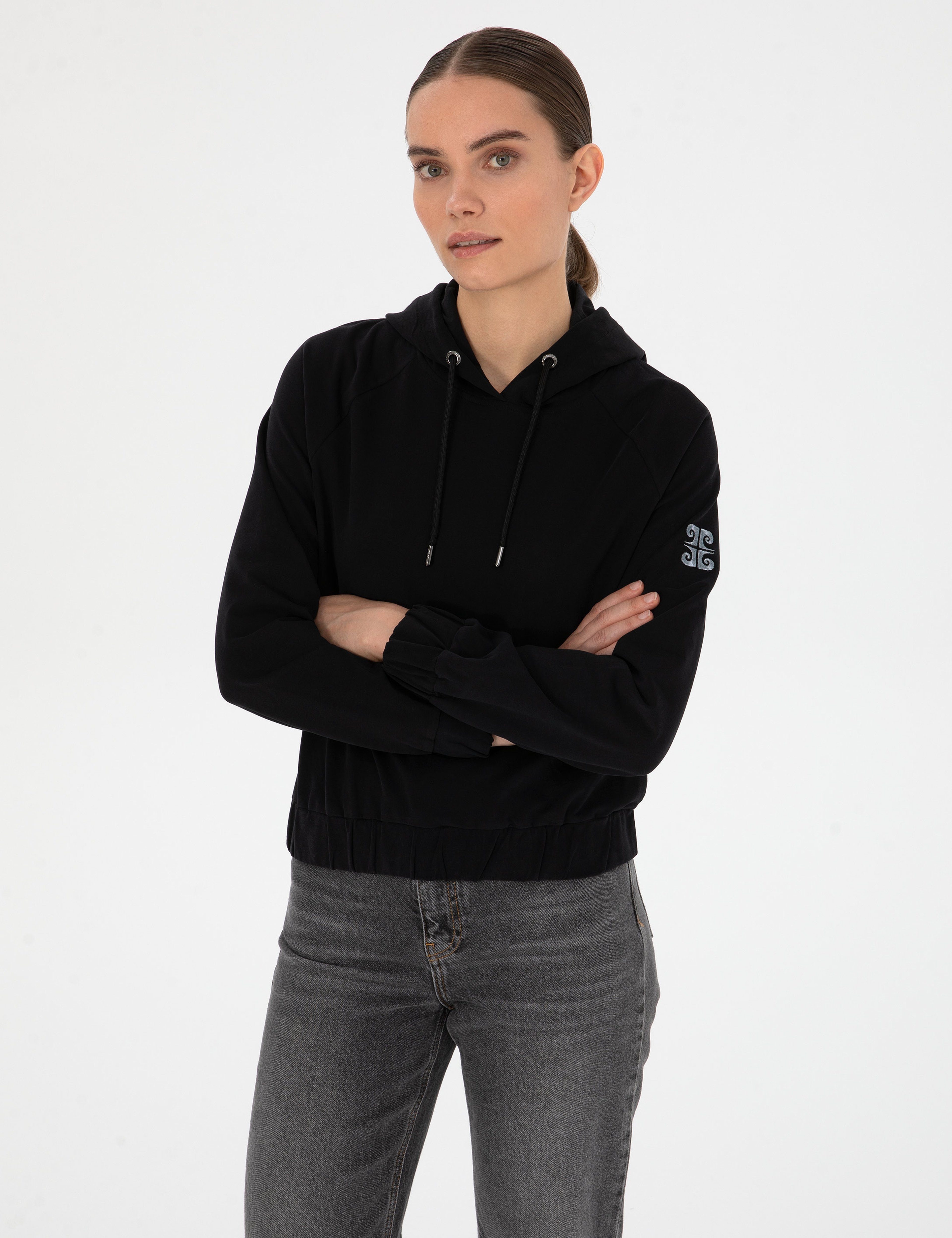 Siyah Comfort Fit Sweatshirt
