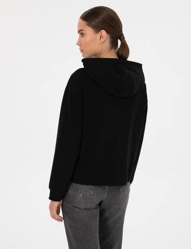 Siyah Comfort Fit Fermuarlı Sweatshirt