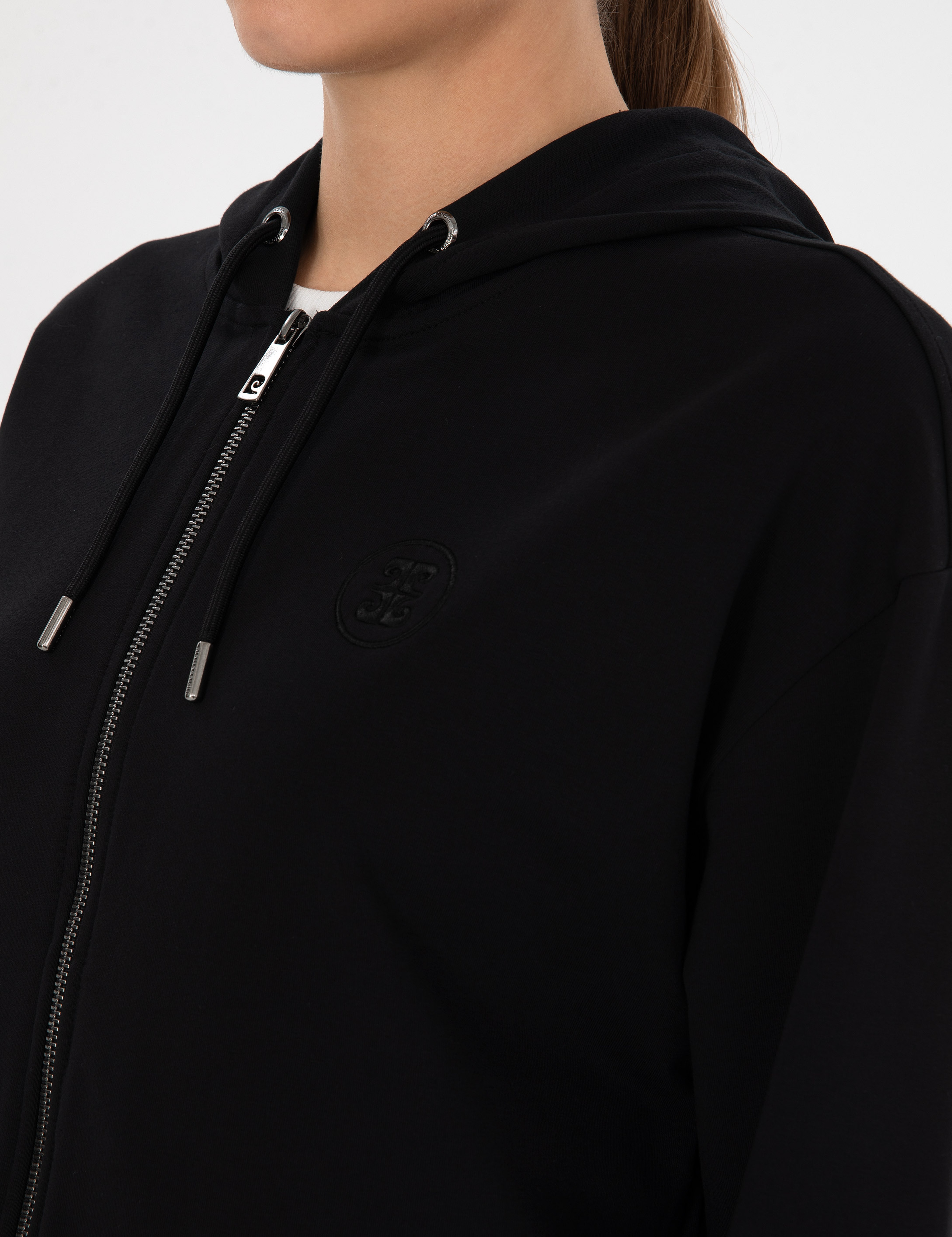 Siyah Comfort Fit Fermuarlı Sweatshirt - Image 7