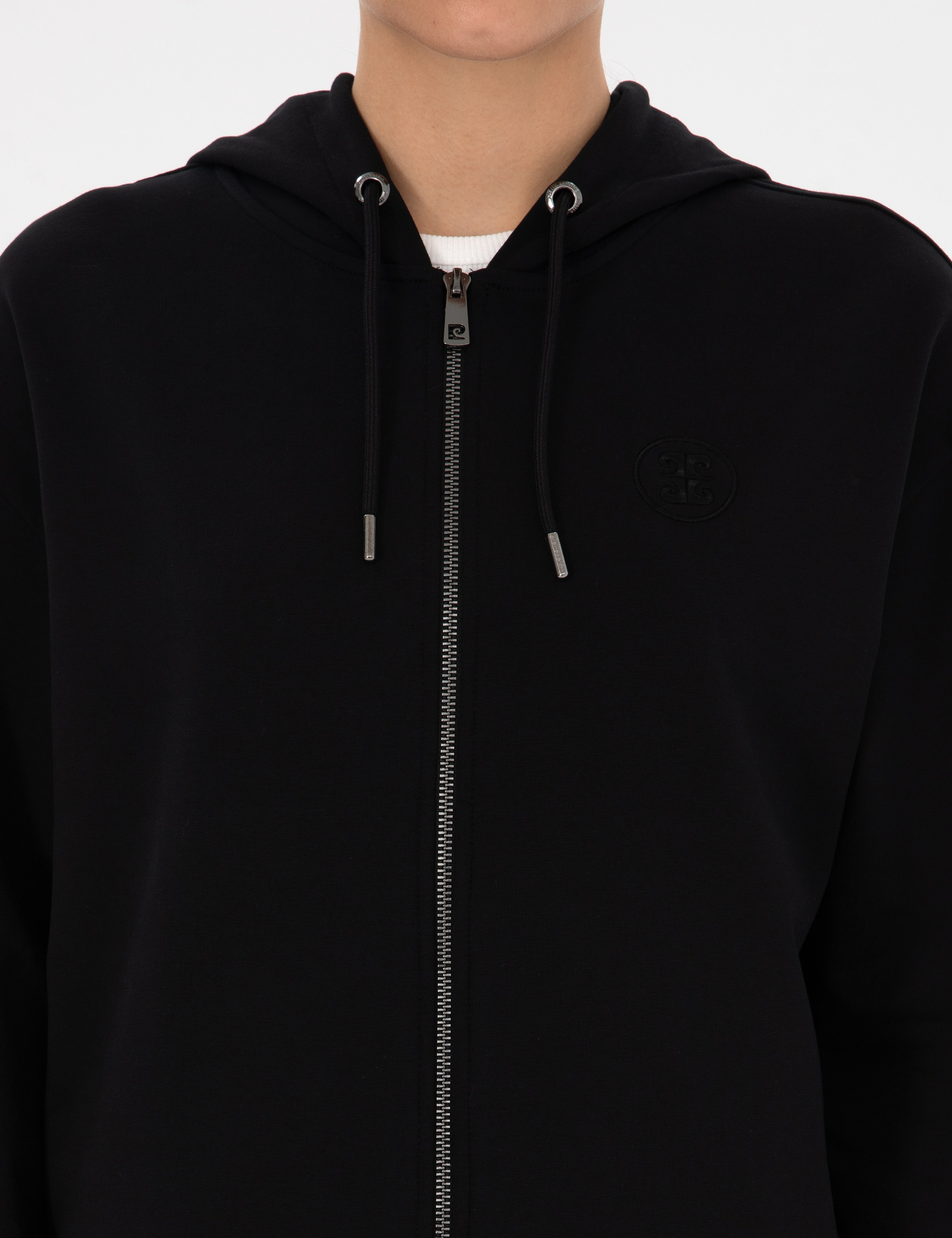 Siyah Comfort Fit Fermuarlı Sweatshirt - Image 6