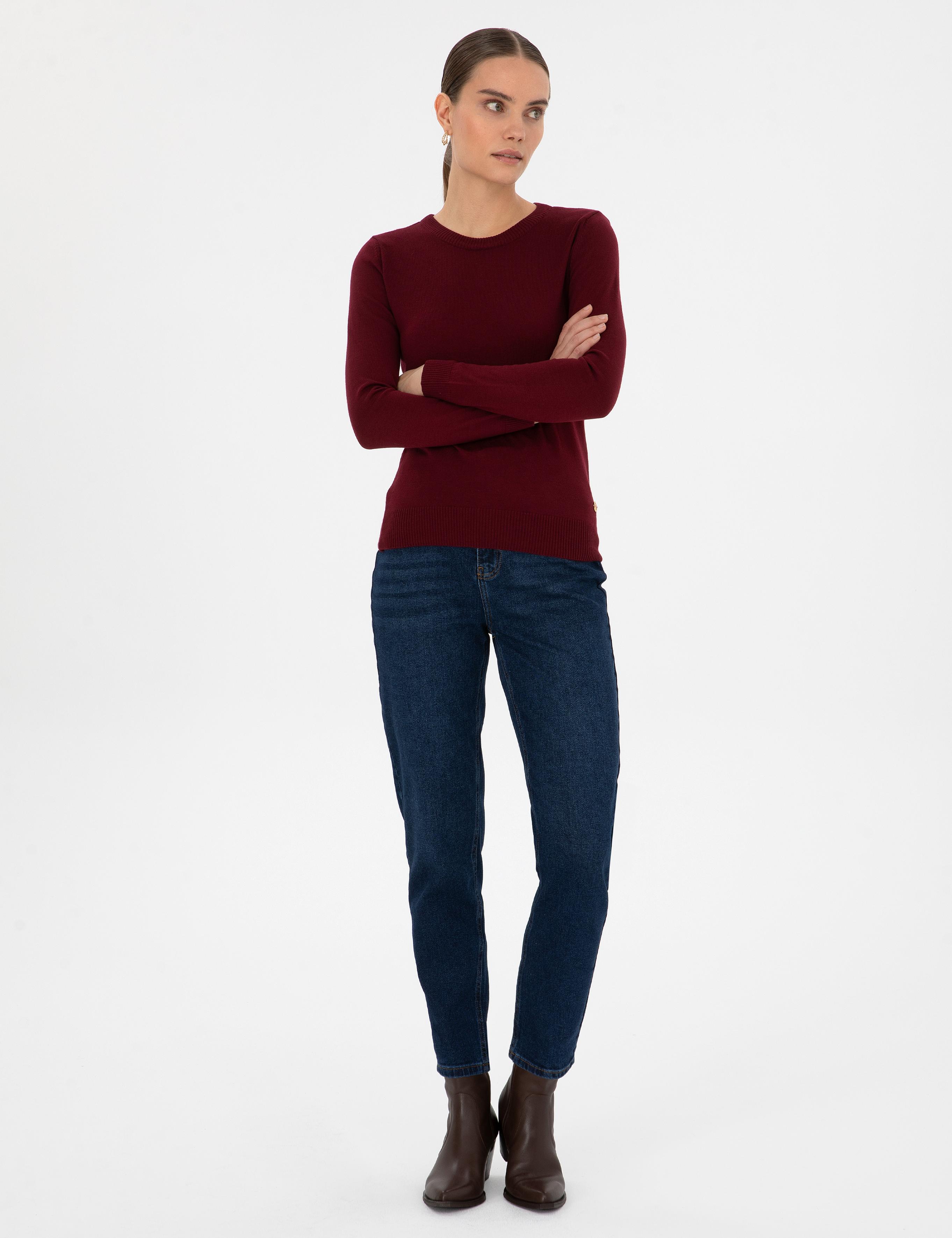 Koyu Mavi Mom High Waist Fit Jean Pantolon