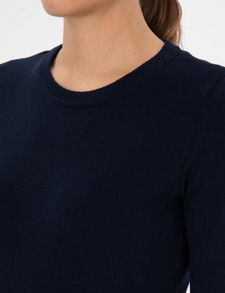 Lacivert Slim Fit Bisiklet Yaka Basic Kazak - 50315758029