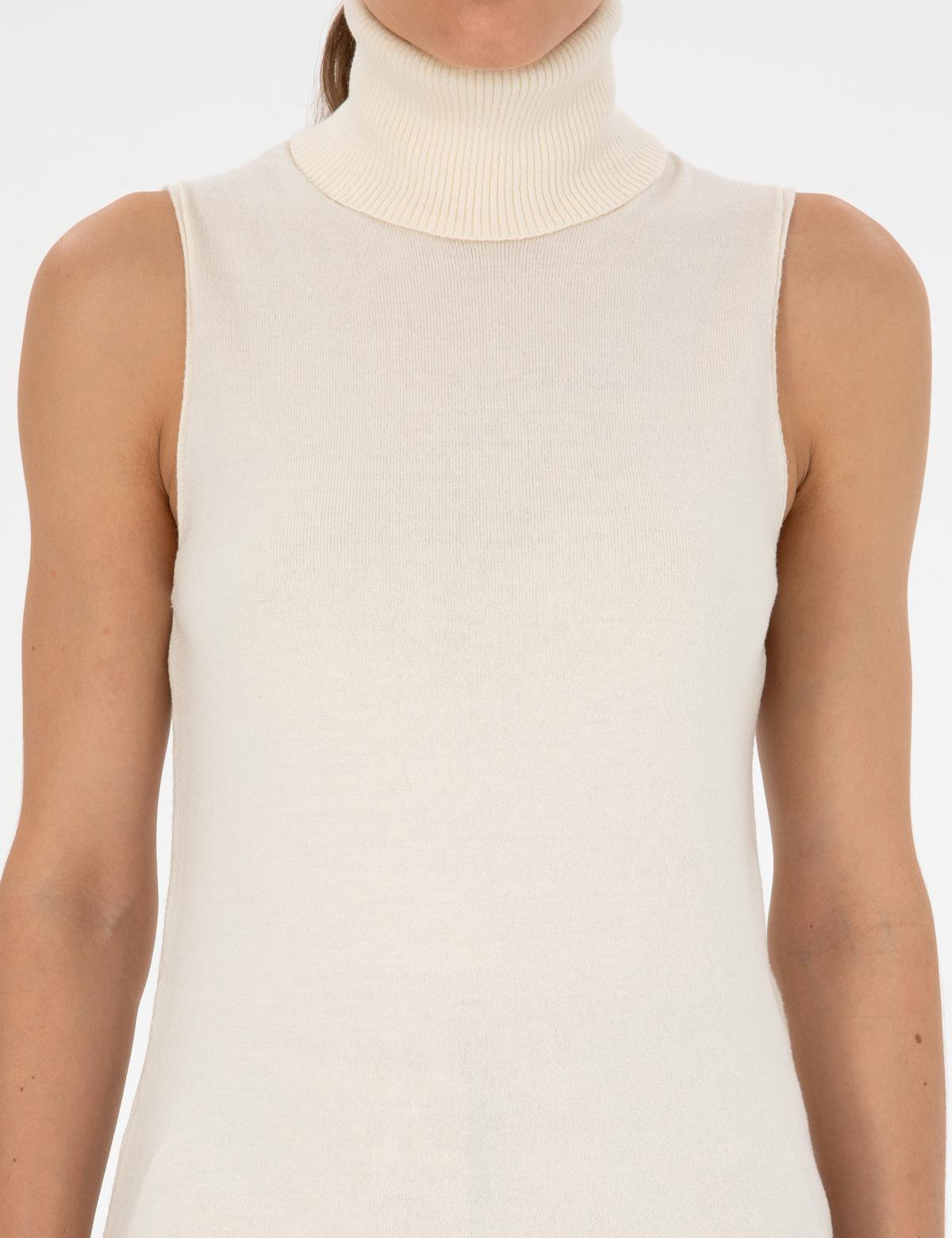 Ekru Slim Fit Balıkçı Yaka Kazak - 50316336005