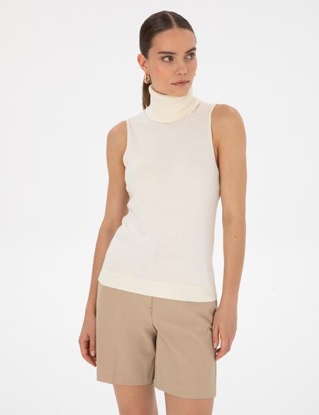 Ekru Slim Fit Balıkçı Yaka Kazak - 50316336005