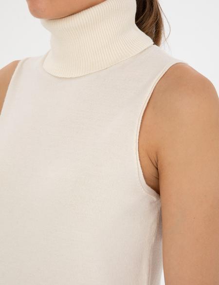 Ekru Slim Fit Balıkçı Yaka Kazak - 50316336005