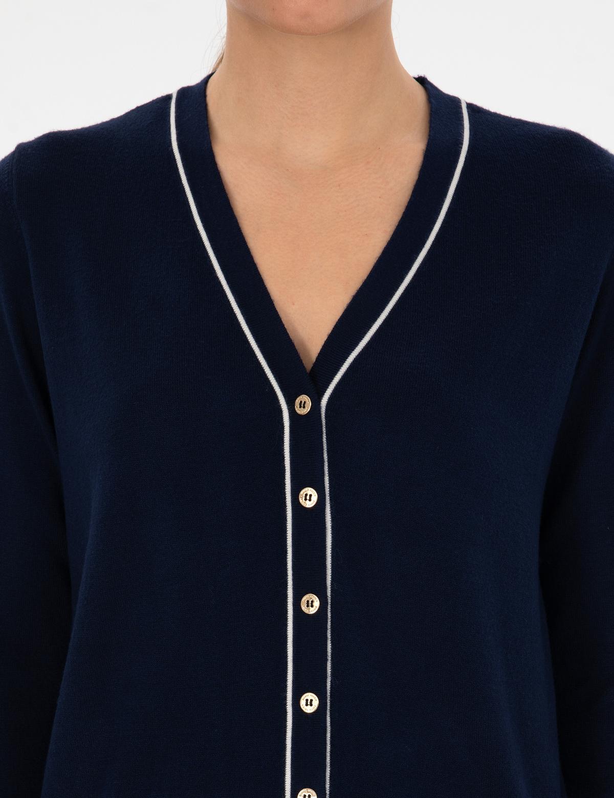 Lacivert Slim Fit Triko Hırka - 50316344020