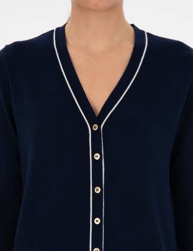 Lacivert Slim Fit Triko Hırka