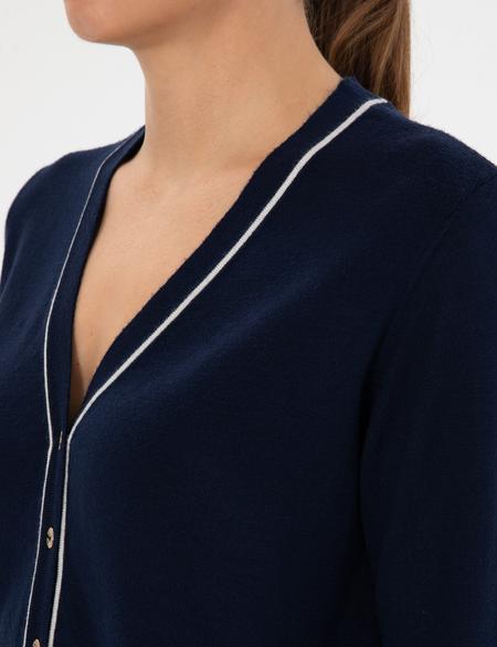 Lacivert Slim Fit Triko Hırka - 50316344020