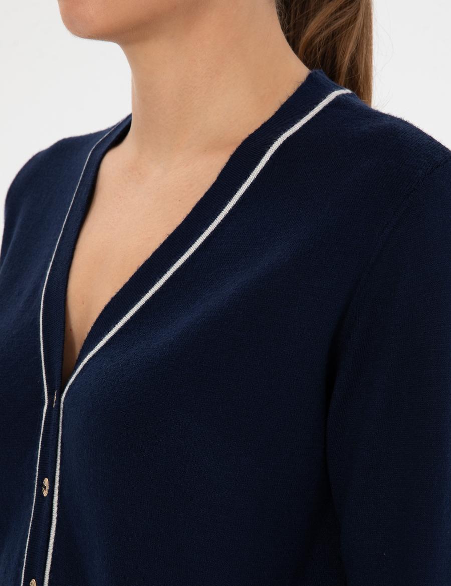 Lacivert Slim Fit Triko Hırka