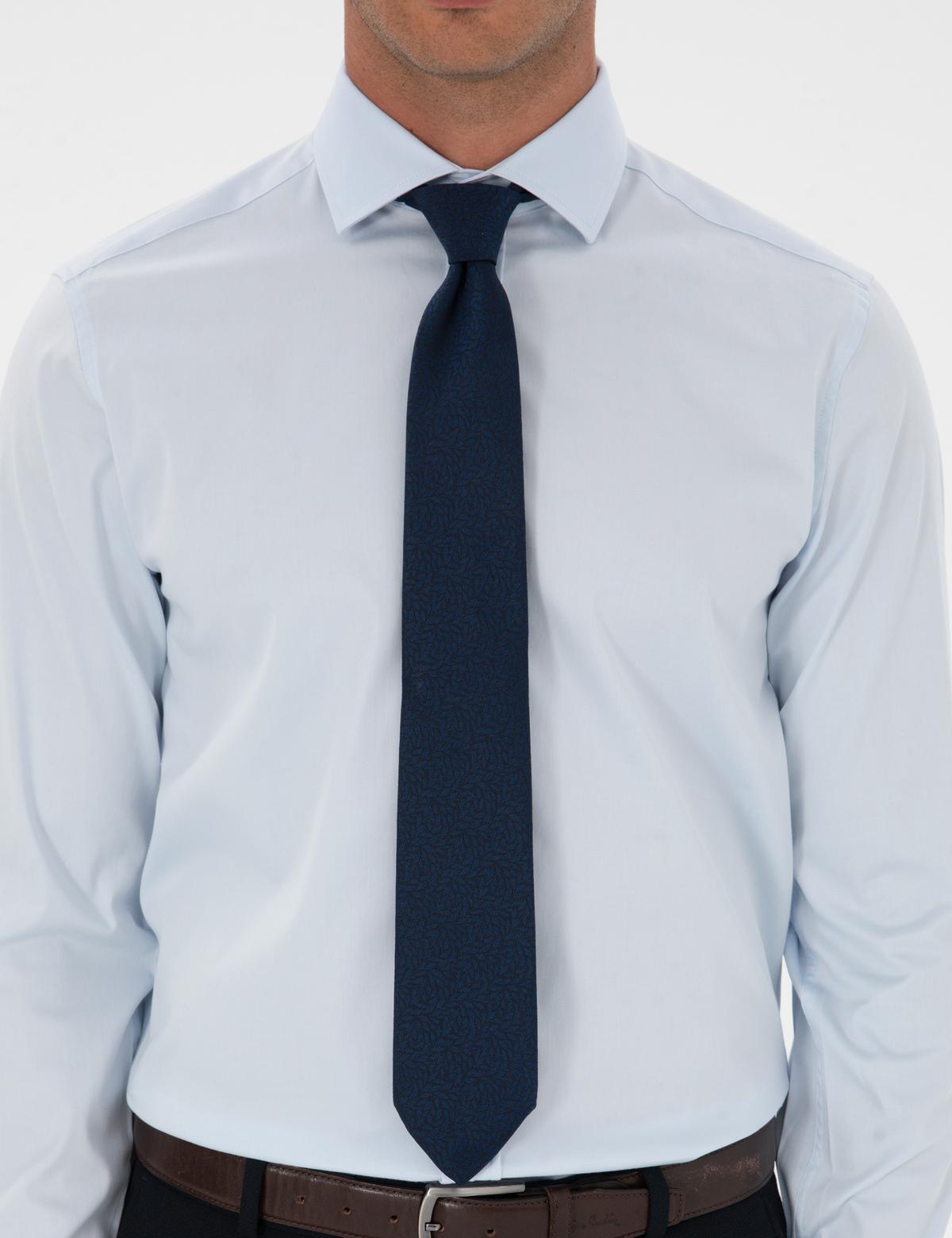 Açık Mavi Armürlü Slim Fit Gömlek - 50312330016