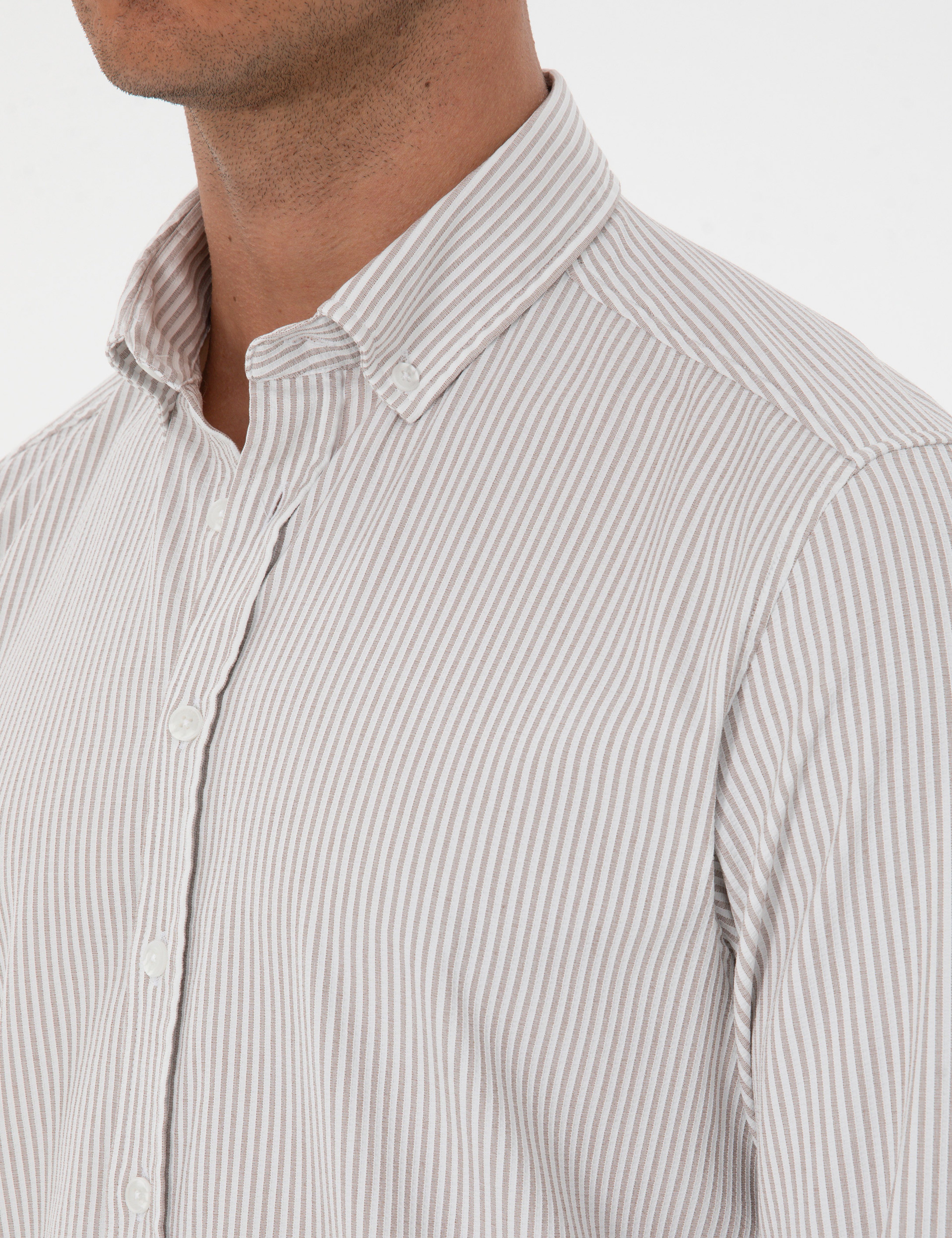 Vizon Slim Fit Çizgili Slim Fit Gömlek