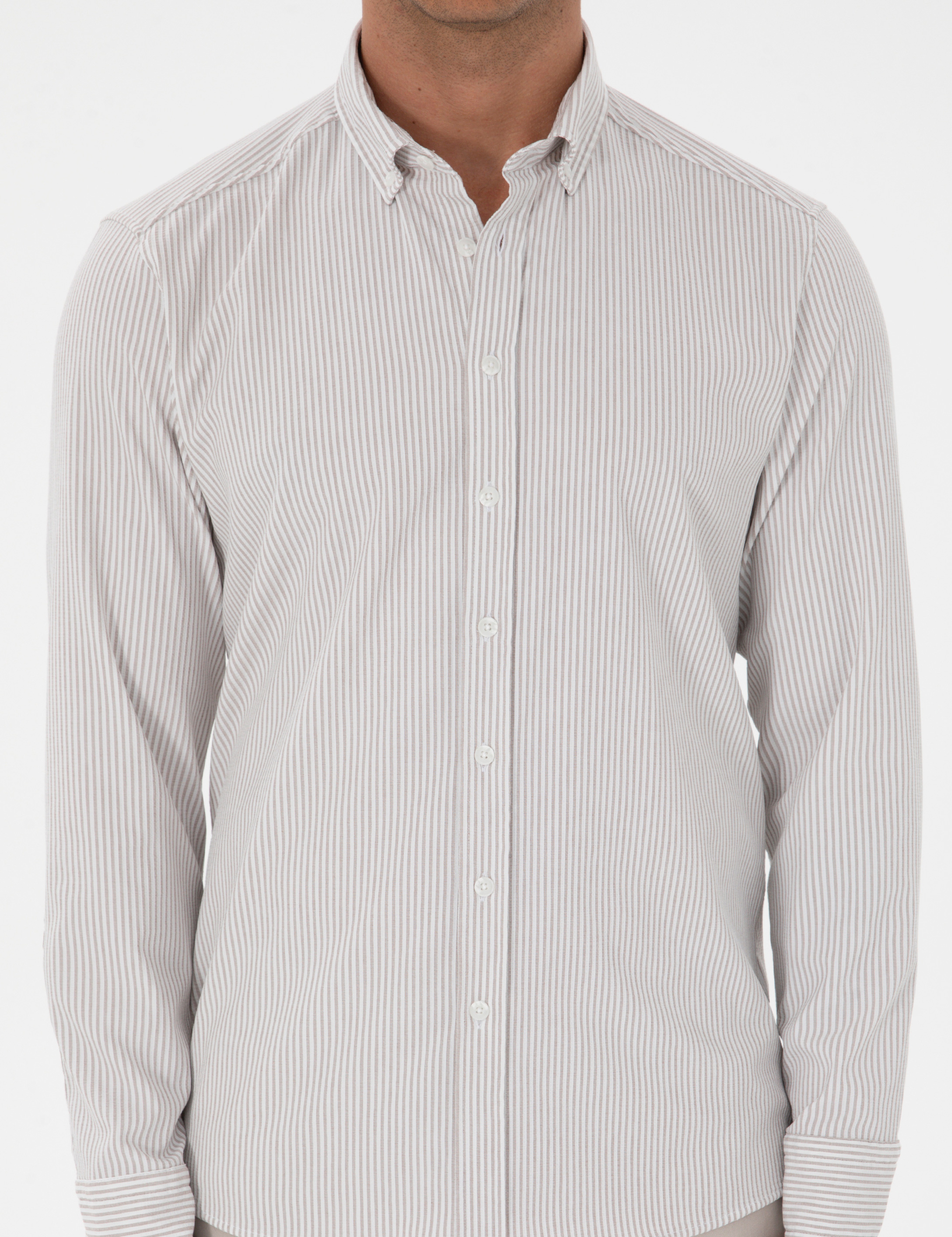Vizon Slim Fit Çizgili Slim Fit Gömlek - Image 6