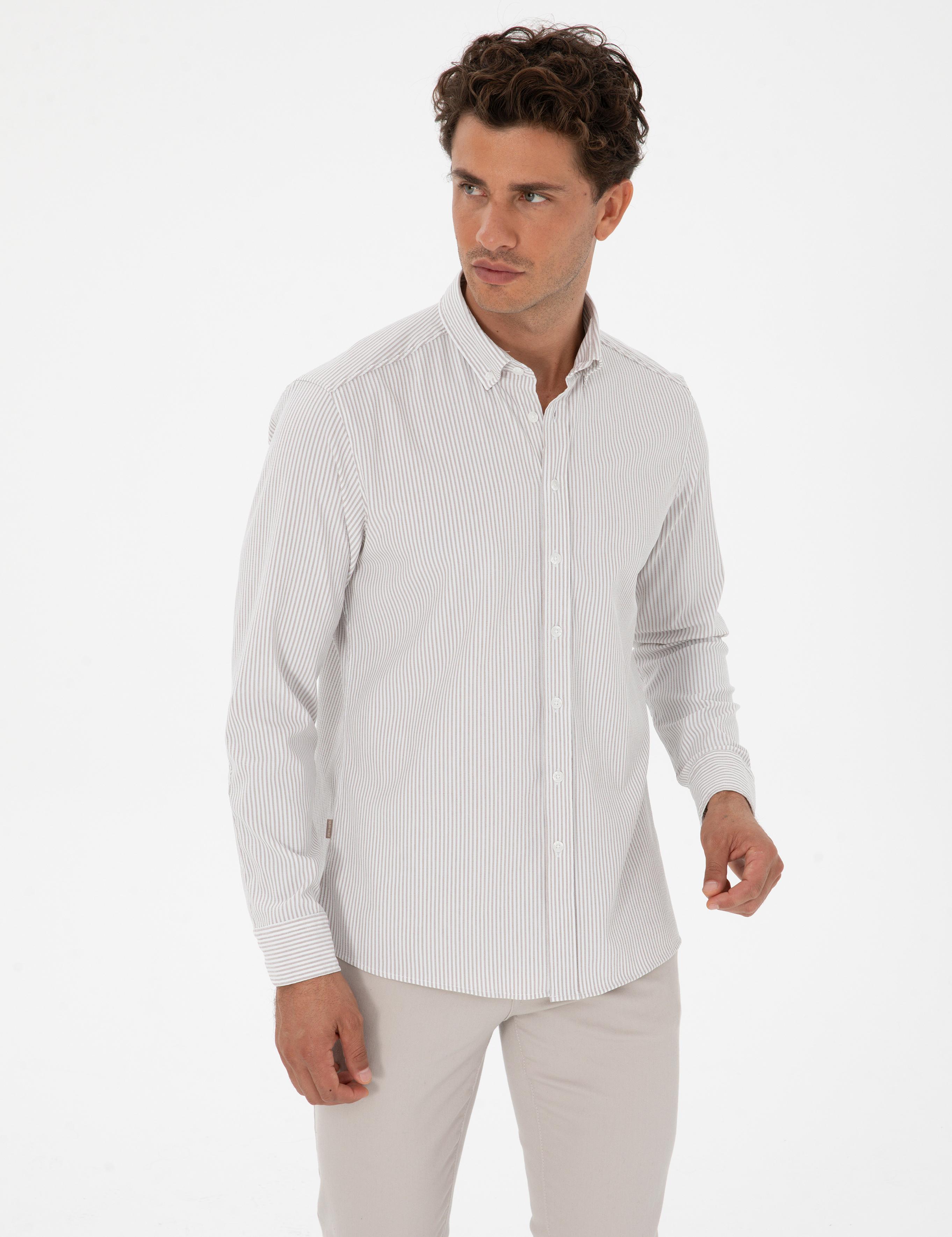 Vizon Slim Fit Çizgili Slim Fit Gömlek