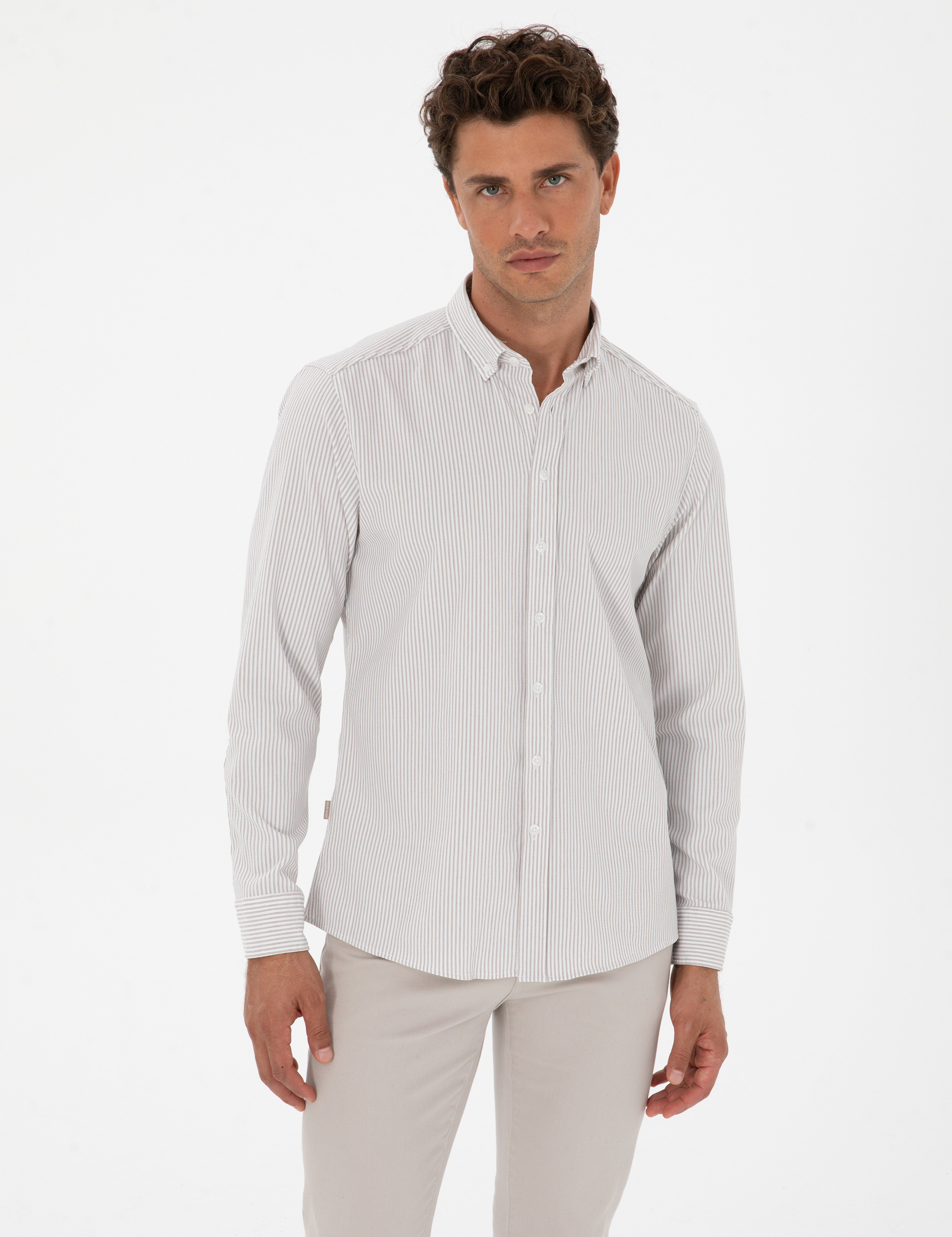 Vizon Slim Fit Çizgili Slim Fit Gömlek - Image 1