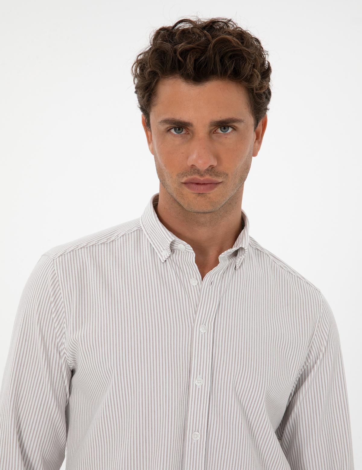 Vizon Slim Fit Çizgili Slim Fit Gömlek - 50311396086