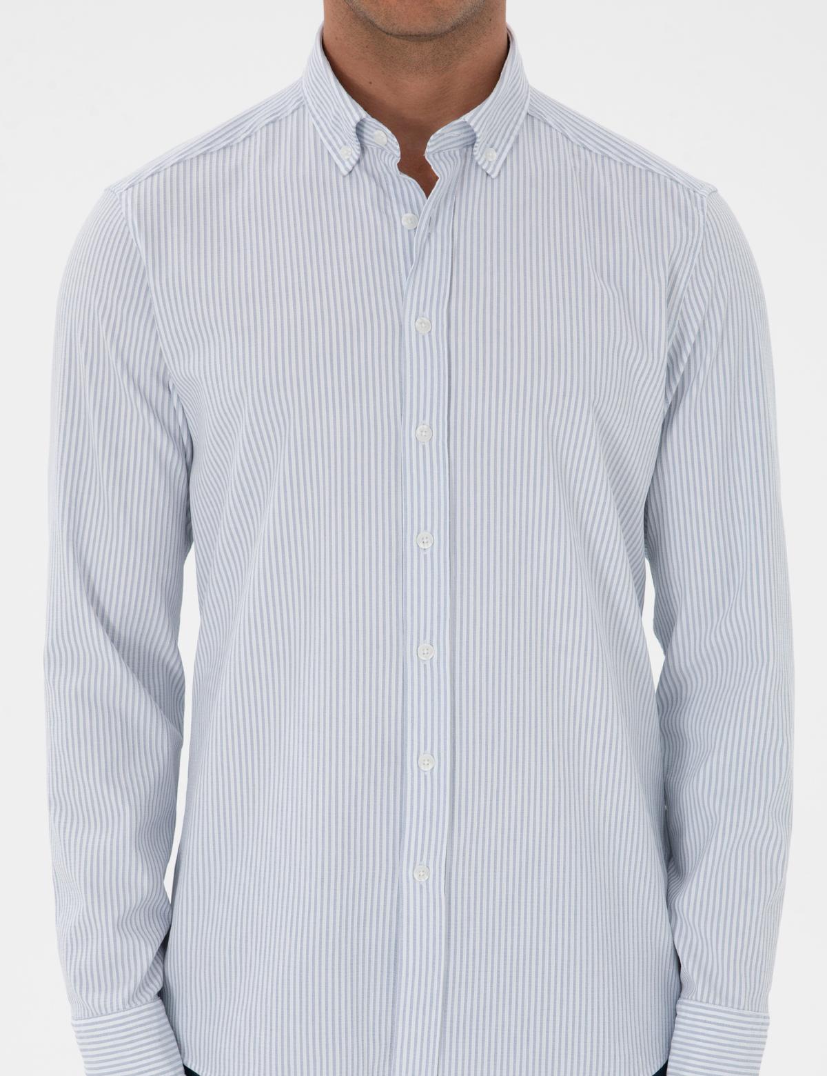 İndigo Slim Fit Çizgili Slim Fit Gömlek - 50311396073