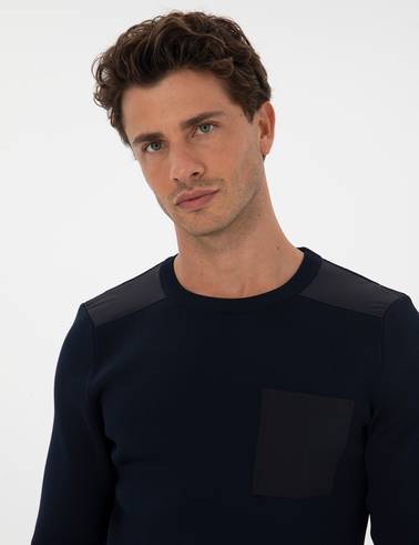 Lacivert Regular Fit Bisiklet Yaka Triko Kazak