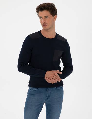 Lacivert Regular Fit Bisiklet Yaka Triko Kazak
