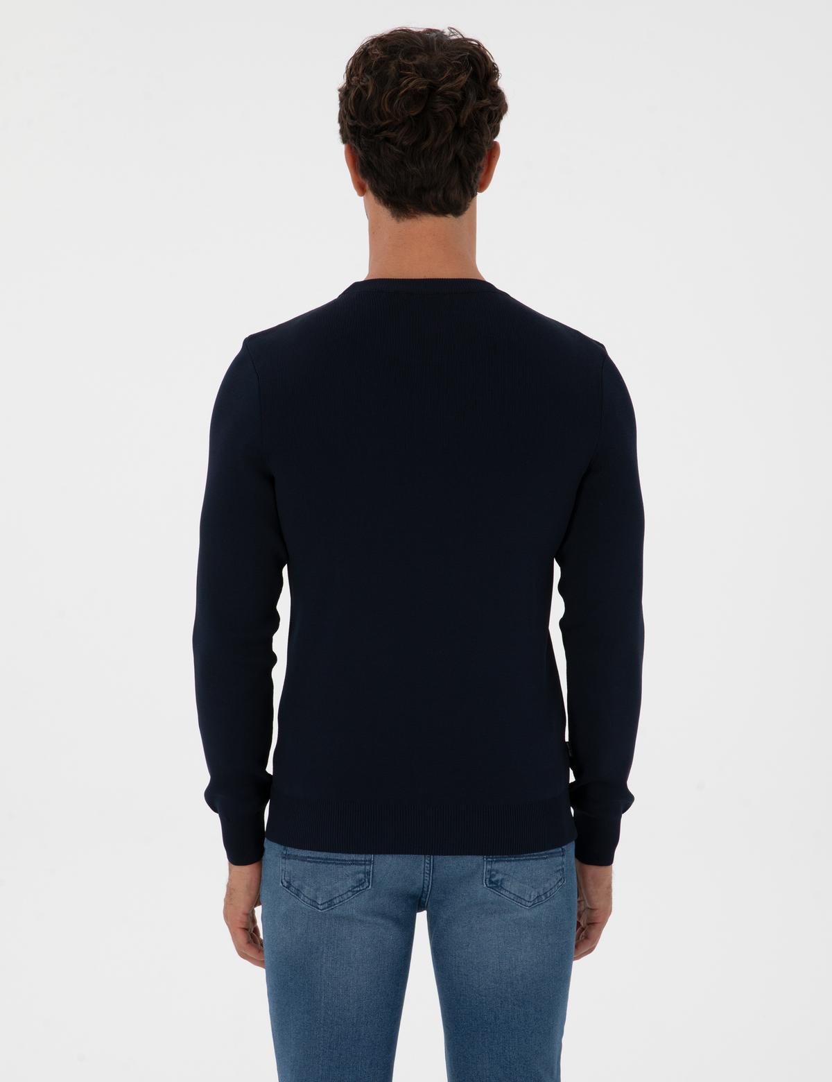 Lacivert Regular Fit Bisiklet Yaka Triko Kazak - 50315762001