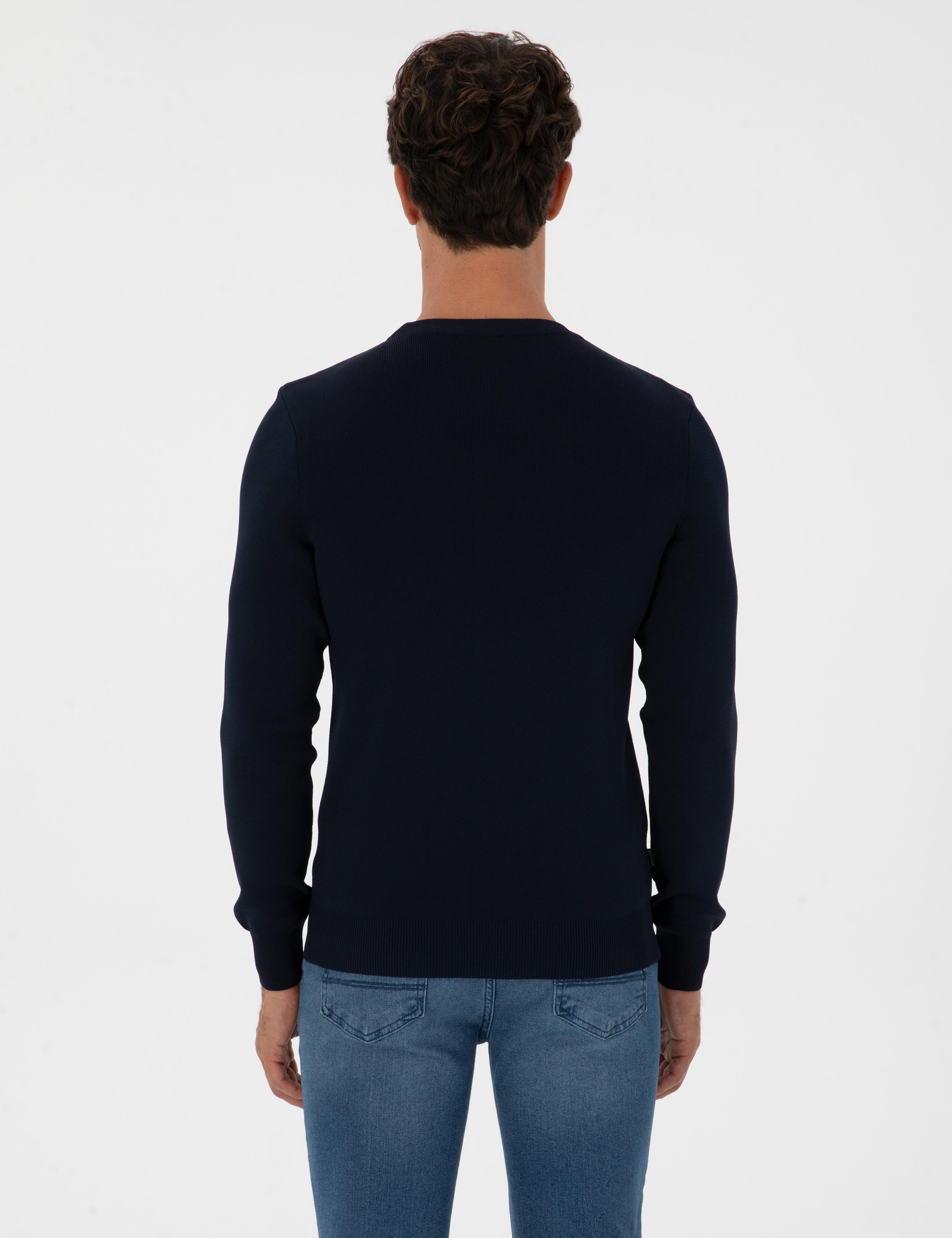 Lacivert Regular Fit Bisiklet Yaka Triko Kazak