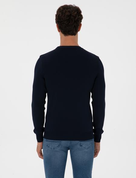 Lacivert Regular Fit Bisiklet Yaka Triko Kazak - 50315762001