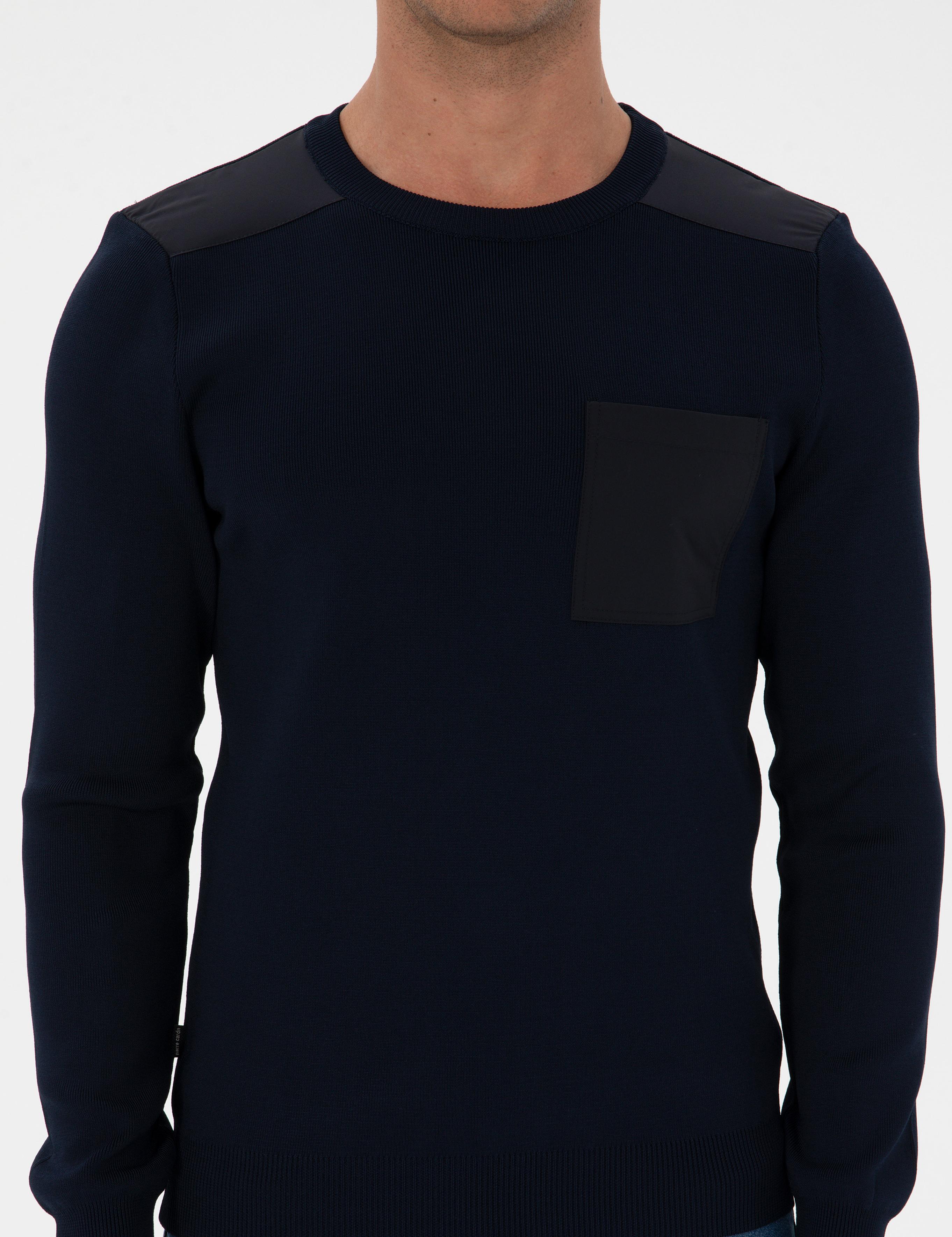 Lacivert Regular Fit Bisiklet Yaka Triko Kazak