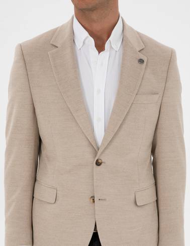Bej Slim Fit Ceket