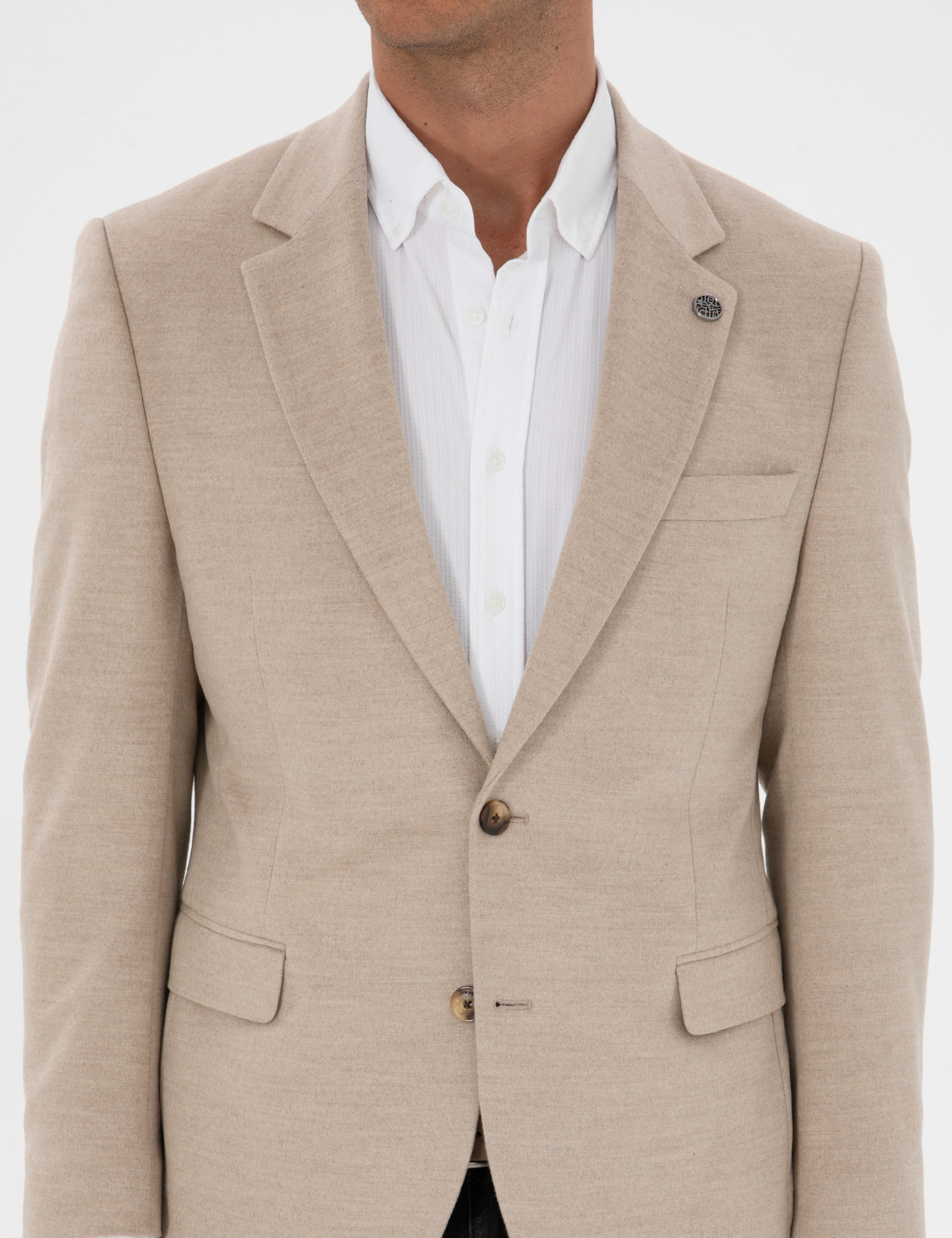 Bej Slim Fit Ceket