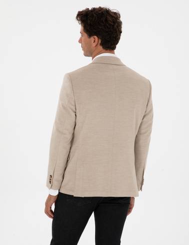 Bej Slim Fit Ceket