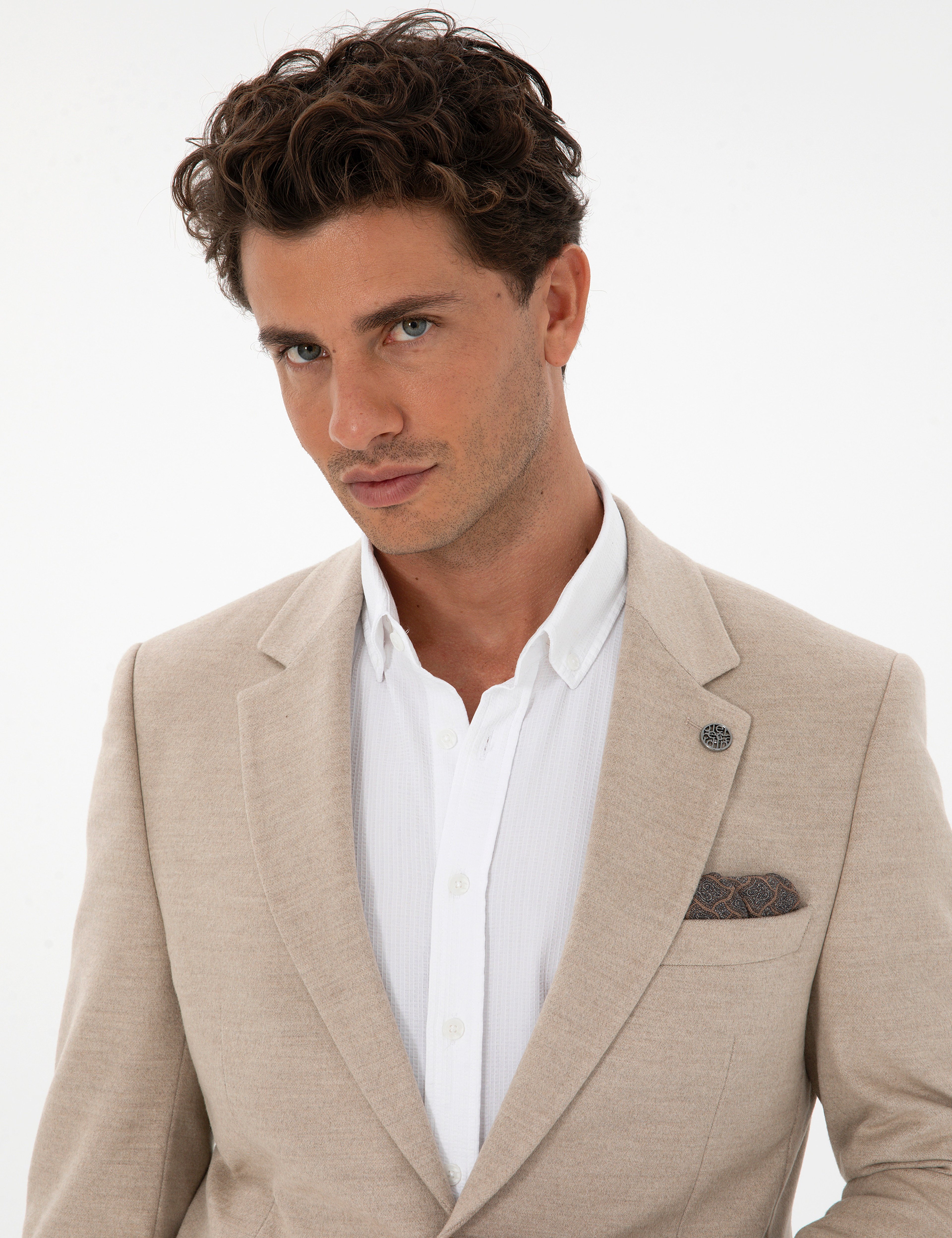 Bej Slim Fit Ceket - Image 2