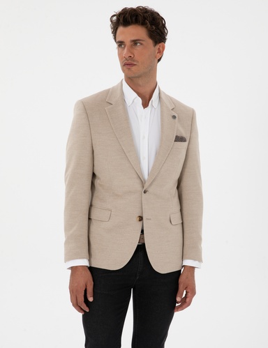 Bej Slim Fit Ceket