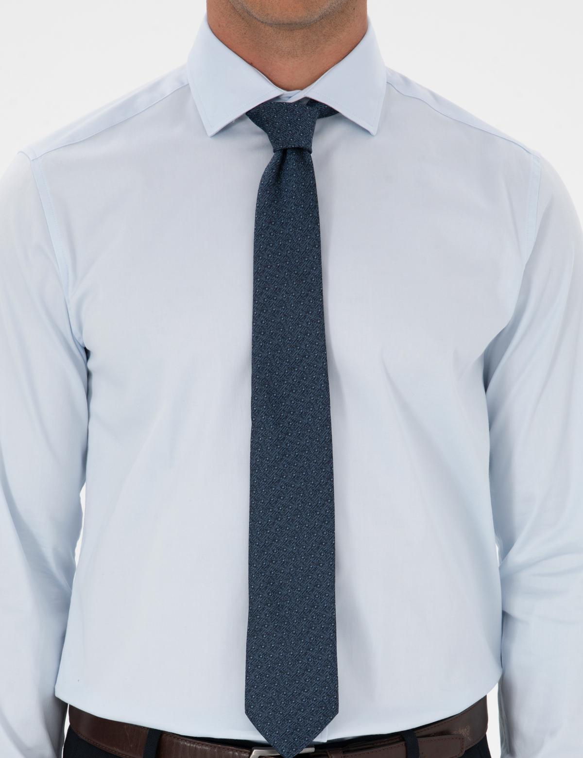 Açık Mavi Likralı Kolay Ütülenebilir Slim Fit Basic Gömlek - 50313178032