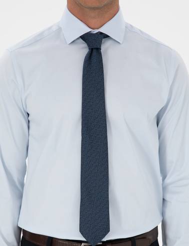 Açık Mavi Likralı Kolay Ütülenebilir Slim Fit Basic Gömlek