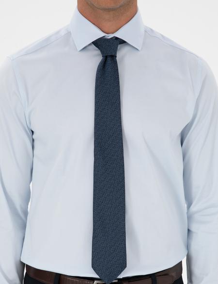 Açık Mavi Likralı Kolay Ütülenebilir Slim Fit Basic Gömlek - 50313178032