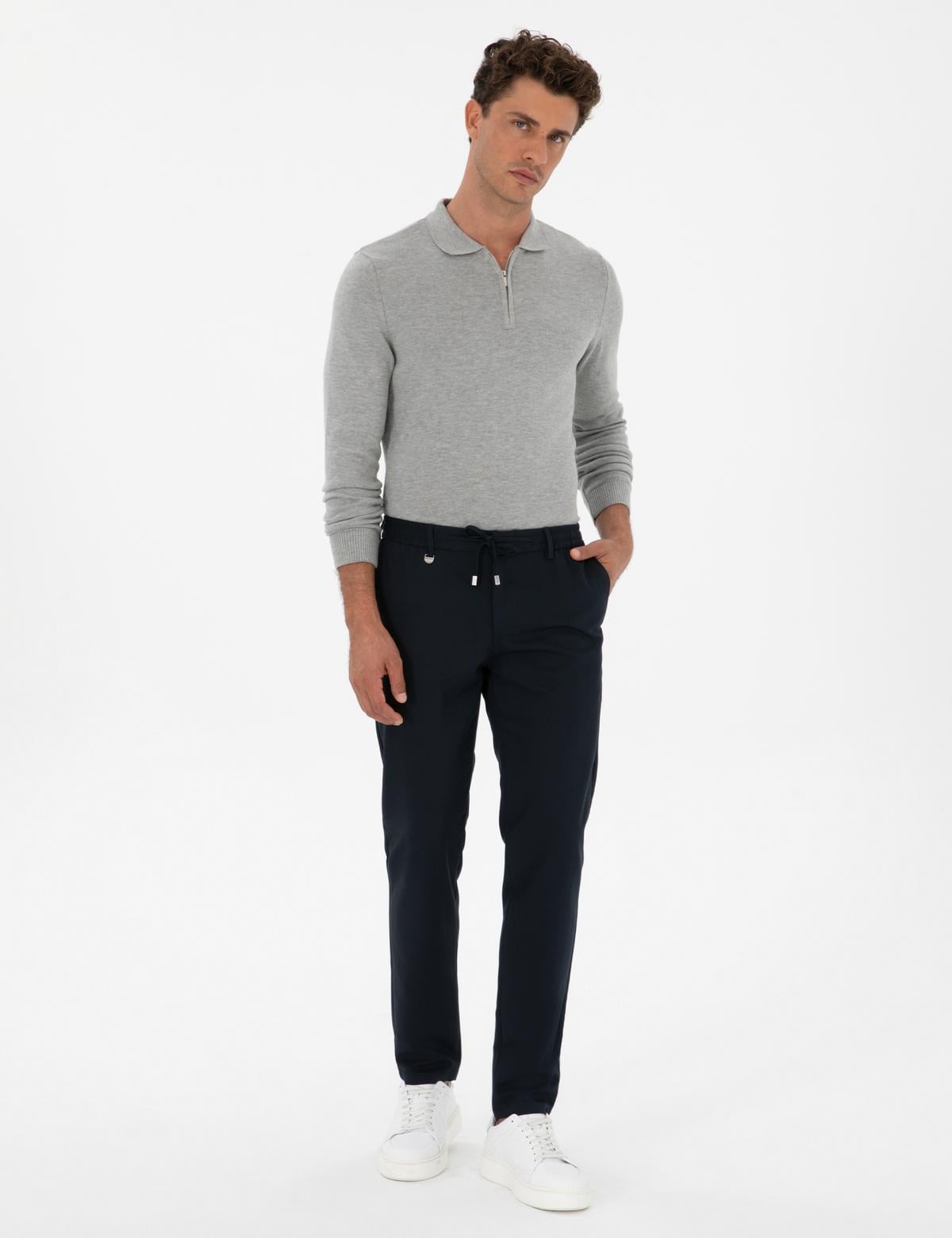 Lacivert Ex. Slim Fit Kumaş Pantolon