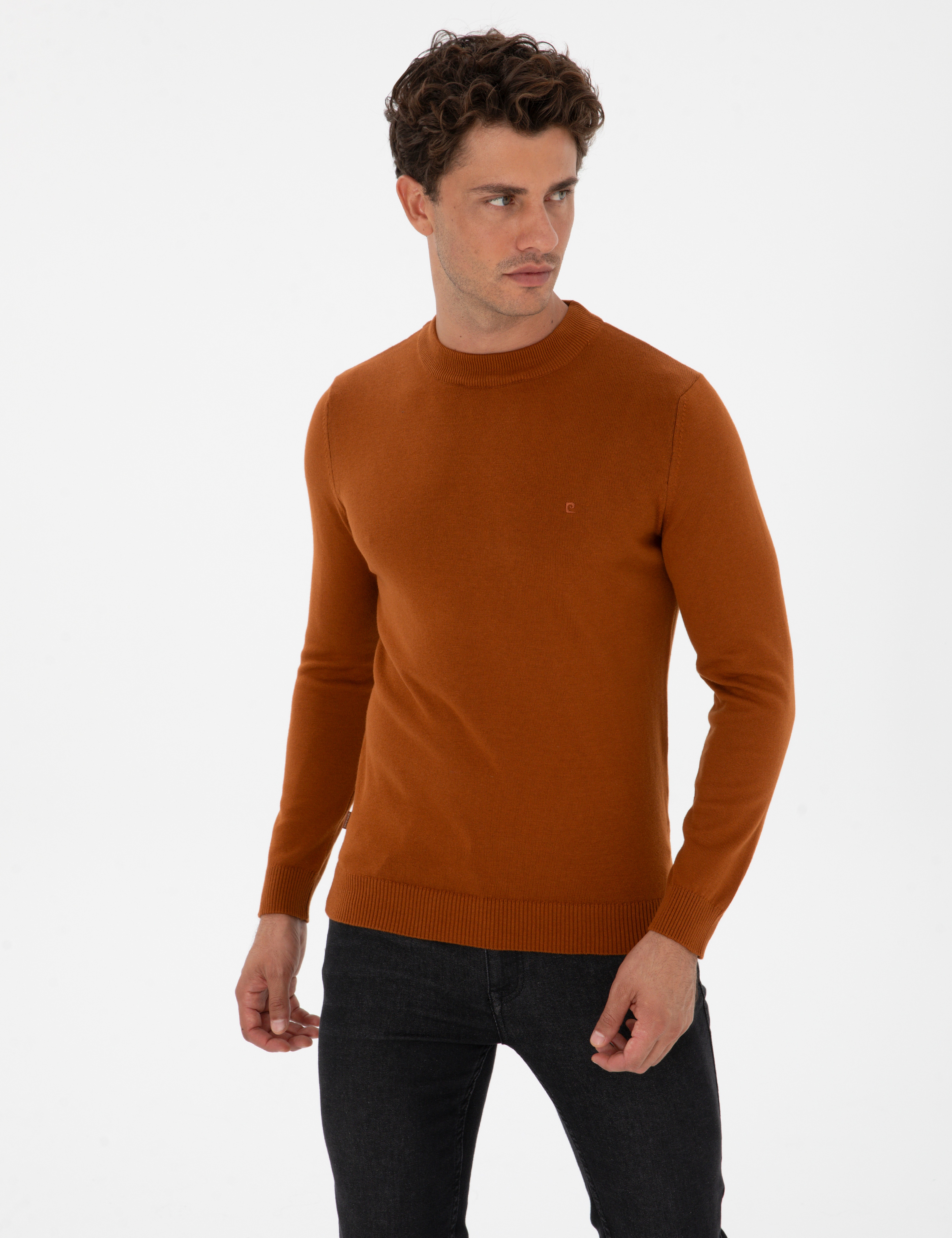 Pas Slim Fit Çeyrek Yaka Basic Triko Kazak - Image 1