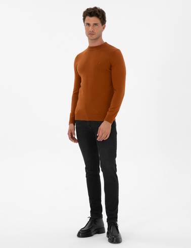 Pas Slim Fit Çeyrek Yaka Basic Triko Kazak