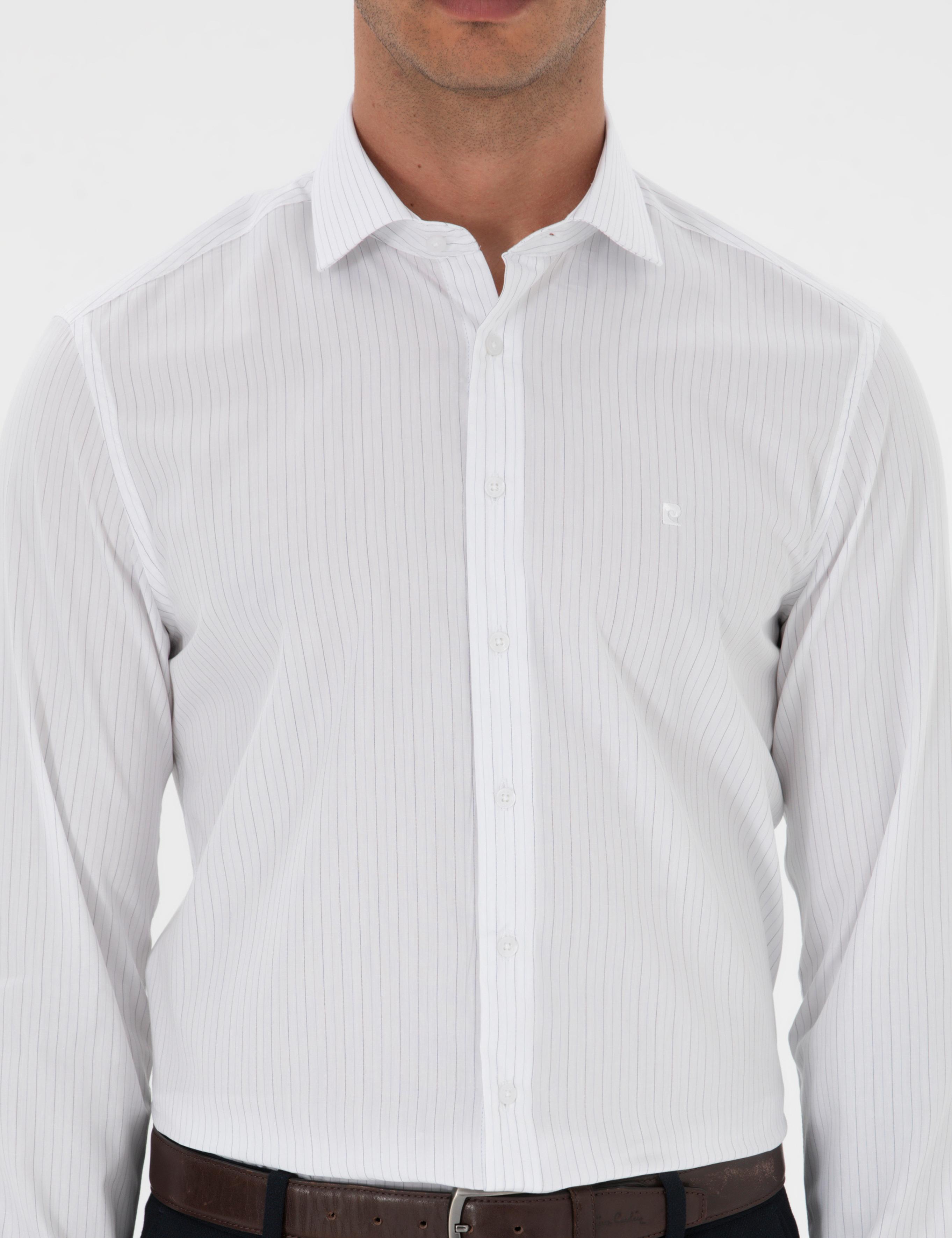 Mavi Çizgili Slim Fit Klasik Gömlek