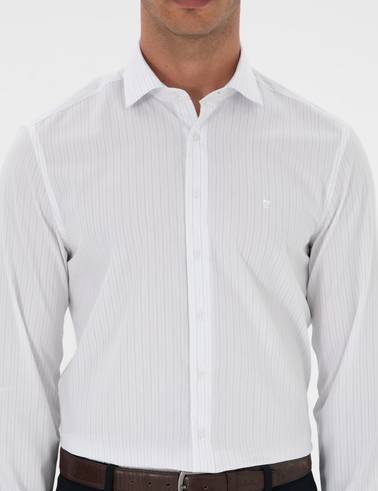 Mavi Çizgili Slim Fit Klasik Gömlek