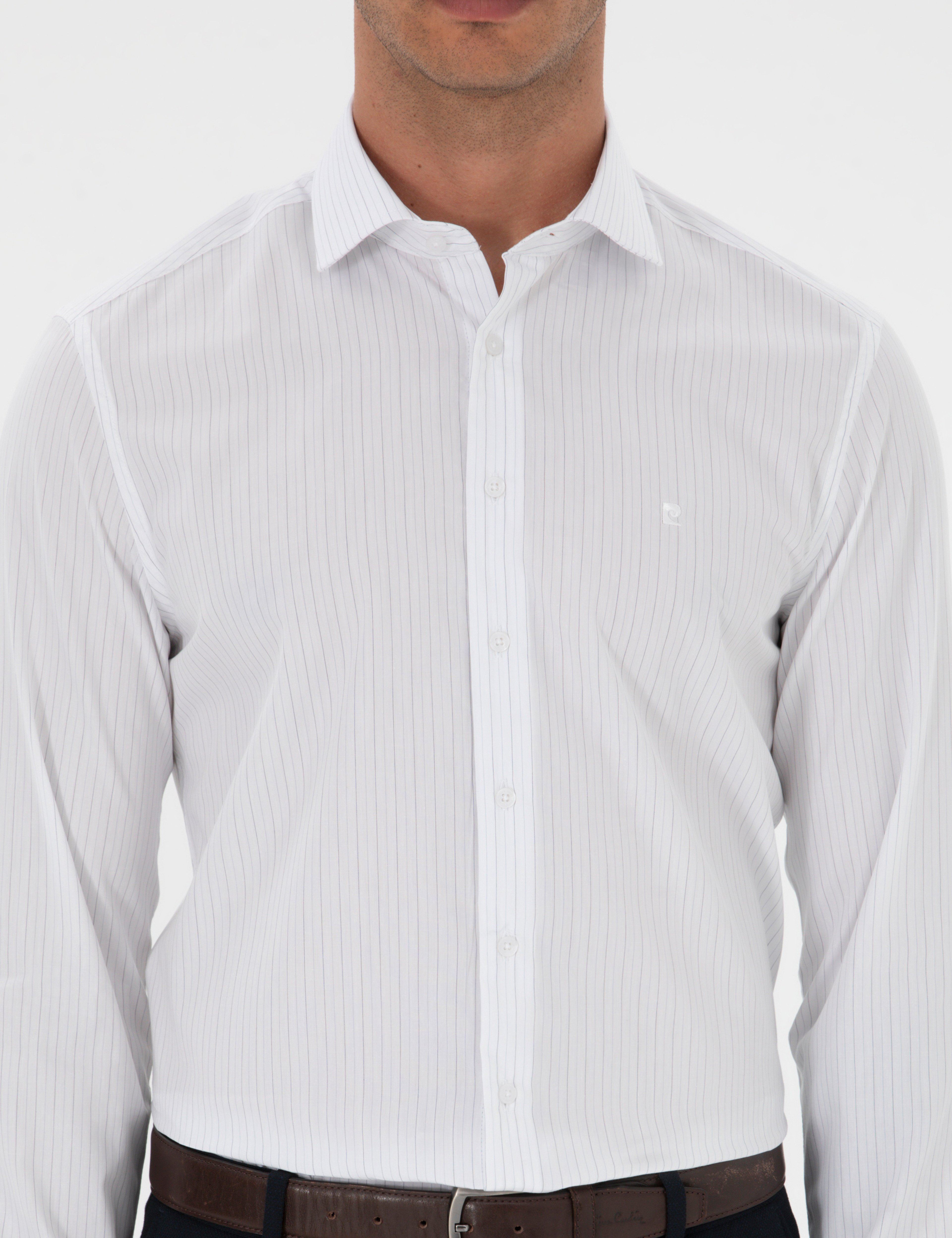 Mavi Çizgili Slim Fit Klasik Gömlek