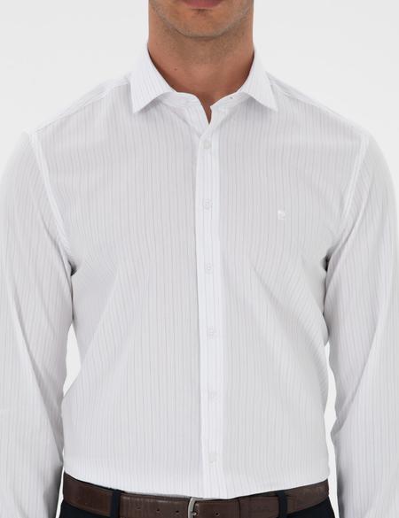 Mavi Çizgili Slim Fit Klasik Gömlek - 50312349001