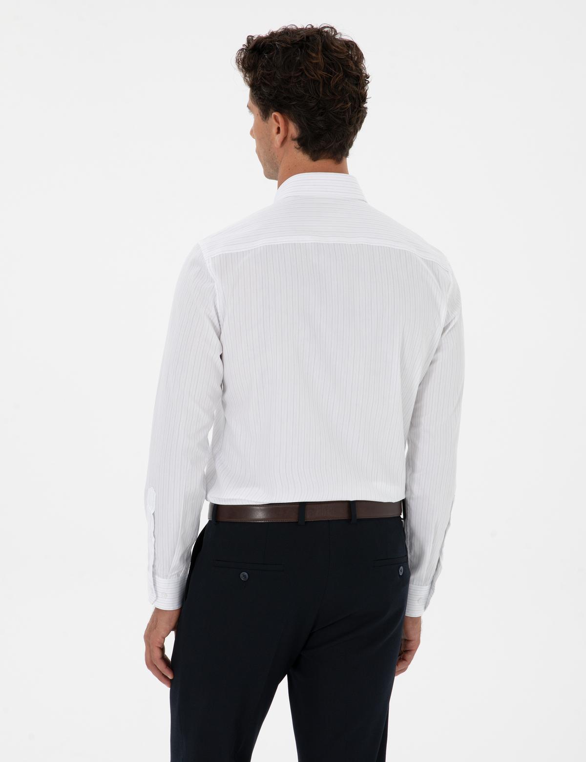 Mavi Çizgili Slim Fit Klasik Gömlek - 50312349001