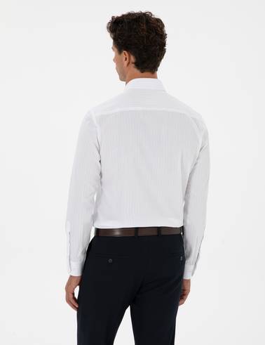 Mavi Çizgili Slim Fit Klasik Gömlek