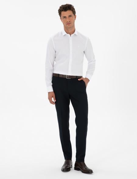 Mavi Çizgili Slim Fit Klasik Gömlek - 50312349001