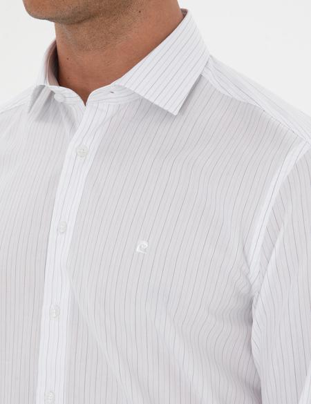 Mavi Çizgili Slim Fit Klasik Gömlek - 50312349001