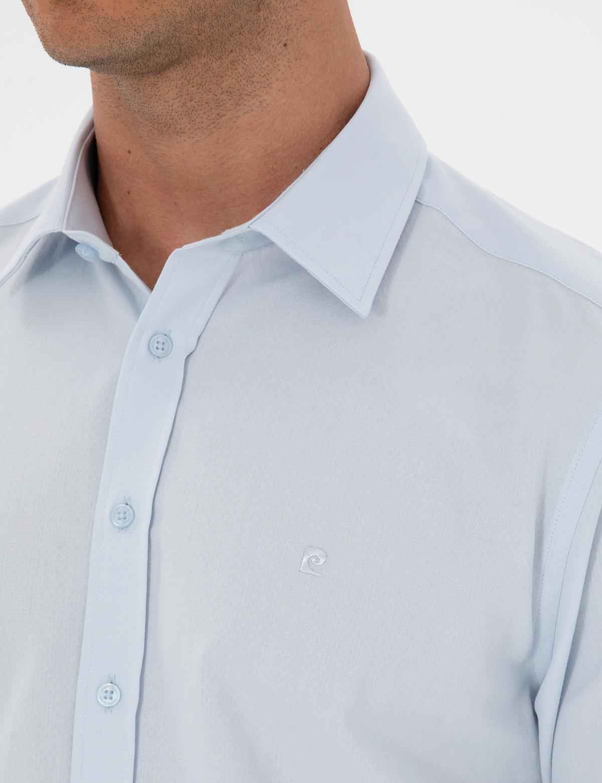 Açık Mavi Armürlü Regular Fit Gömlek - 50312180018