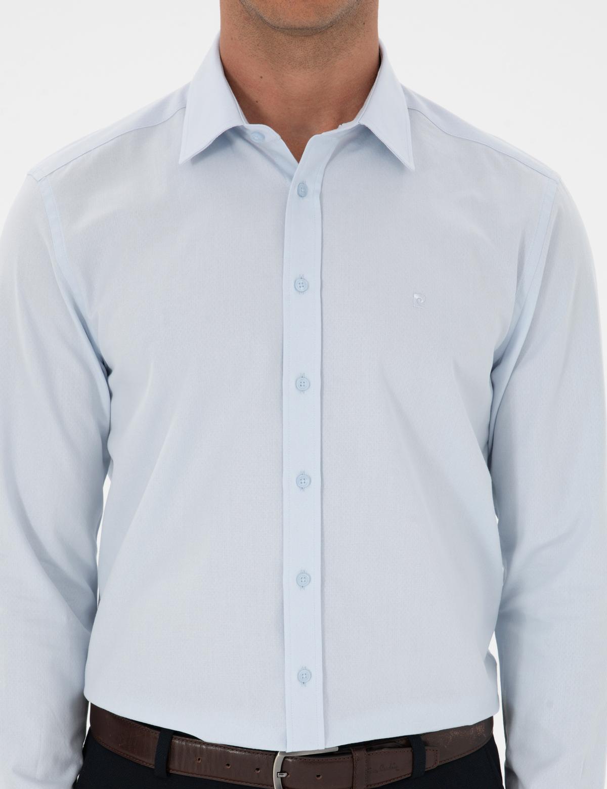 Açık Mavi Armürlü Regular Fit Gömlek - 50312180018