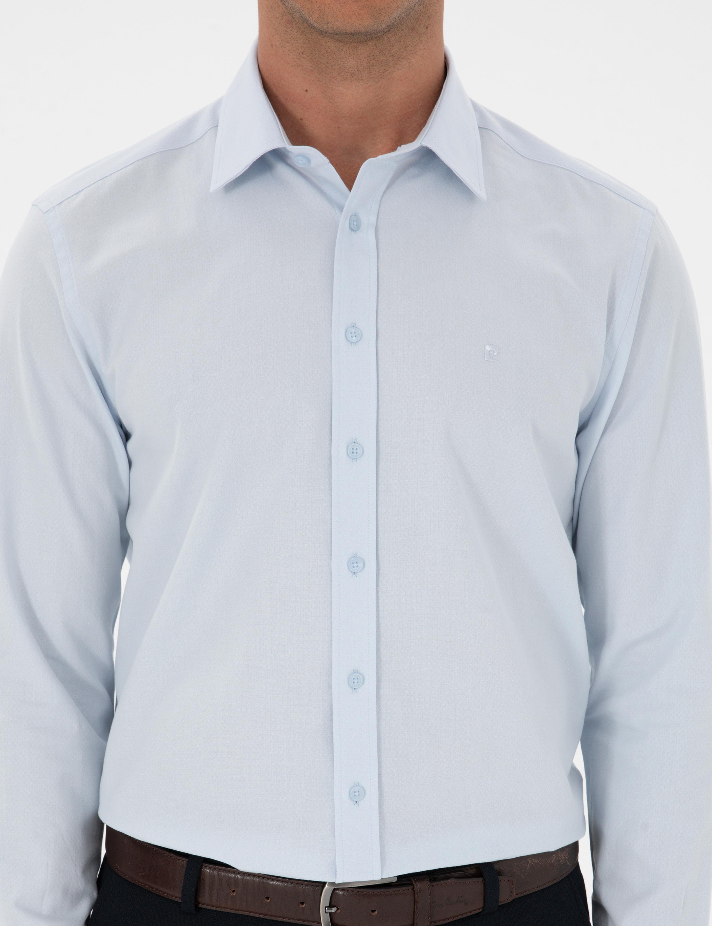 Açık Mavi Armürlü Regular Fit Gömlek